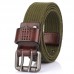 AWMN Thicker Double Pin Buckle Canvas Belt Adjustable Wear Resistant Tactical Belt For Outdoor