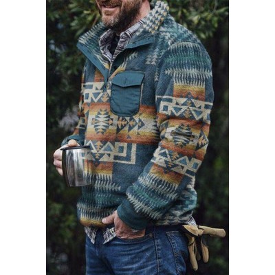 Geometric Print Casual Loose Men's Pullover