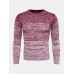 Mens Ombre Crew Neck Casual Regular Fit Long Sleeve Pullover Sweater