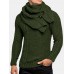 Mens Warm Solid Color Round Neck Long Sleeve Knitted Sweaters With Scarf