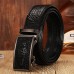 Men Genuine Leather Crocodile Pattern Automatic Buckle Business Casual Belt