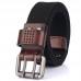 AWMN Thicker Double Pin Buckle Canvas Belt Adjustable Wear Resistant Tactical Belt For Outdoor