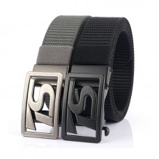 125CM 4CM Width Metal Press Buckle Canvas Belt Men’s Tactical Belt Leisure Breathable Nylon Waist Belt