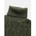 Mens Warm Solid Color High Neck Knitted Sweaters