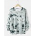 Mens Tie Dye Print Knit Rib Round Neck Relaxed Fit Sweaters