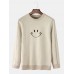 Mens Smile Graphics Pullover Long Sleeve Knitted Casual Sweaters