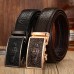 Men Genuine Leather Crocodile Pattern Automatic Buckle Business Casual Belt