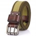 AWMN Thicker Double Pin Buckle Canvas Belt Adjustable Wear Resistant Tactical Belt For Outdoor