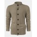 Mens Solid Color Knitted Button Up Long Sleeve Sweater Jacket