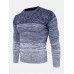 Mens Ombre Crew Neck Casual Regular Fit Long Sleeve Pullover Sweater