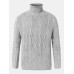 Mens Warm Solid Color High Neck Knitted Sweaters