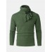 Mens Warm Solid Color Round Neck Long Sleeve Knitted Sweaters With Scarf