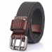 AWMN Thicker Double Pin Buckle Canvas Belt Adjustable Wear Resistant Tactical Belt For Outdoor