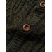 Men Cable Knit Full Button Solid Stand Collar Cardigans