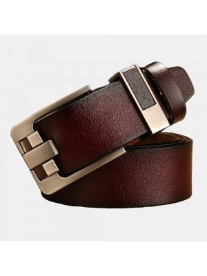 Men Genuine Leather Second  layer Cowhid Solid Color Alloy Pin Buckle Vintage Casual Business Belt