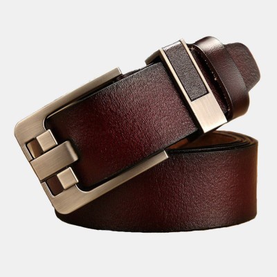 Men Genuine Leather Second  layer Cowhid Solid Color Alloy Pin Buckle Vintage Casual Business Belt