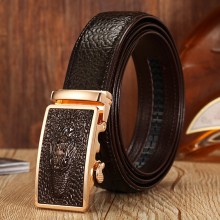 Men Genuine Leather Crocodile Pattern Automatic Buckle Business Casual Belt