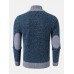 Men Stitching Knit Zipper Stand Collar Casual Cardigans