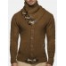 Mens Solid Color Knitted High Neck Single  Breasted Sweater Cardigans