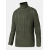 Mens Warm Solid Color High Neck Knitted Sweaters