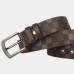 Men Cow Leather Solid Ginning Lattice Alloy D  shaped Pin Buckle Vintage Casual Business Belt