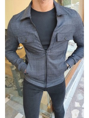 Black Slim Fit Double Pocket Jacket