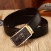 Men Genuine Leather Crocodile Pattern Automatic Buckle Business Casual Belt